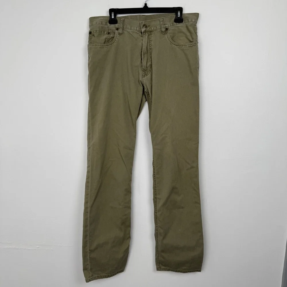 Polo Ralph Lauren 650 Straight Leg Pants Mens 34x34 Olive Green Cotton Twill